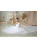 White Satin Tulle Flower Girl Dress Communion Dress